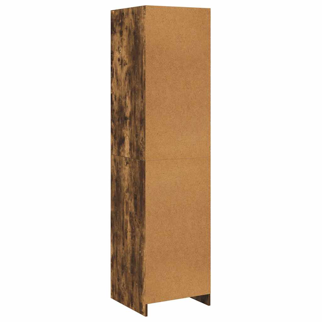 Klædeskab Med Skuffer 50x50x200 Cm Konstrueret Træ Røget Egetræ - Billede 6