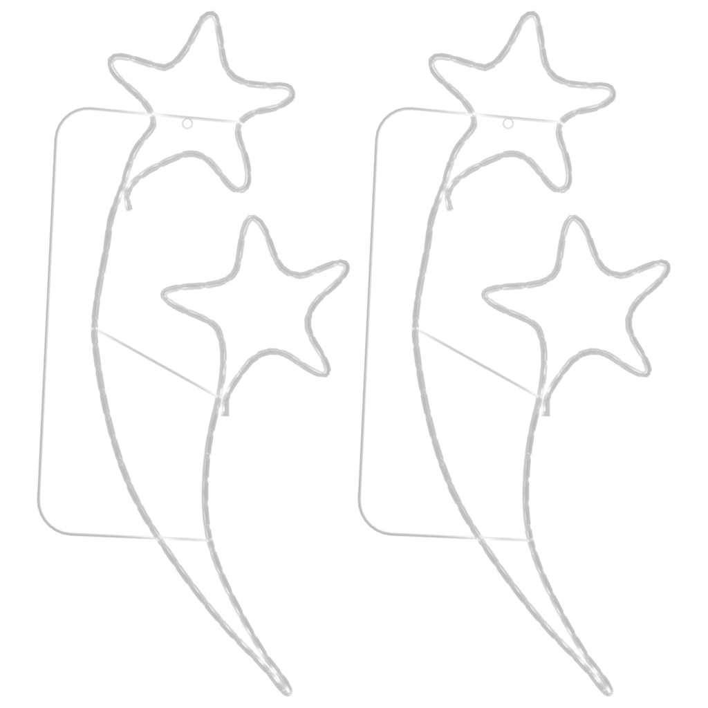 Stjerneformede Lyskæder 2 Stk. 125,5x53x4,5 Cm Varmt Hvidt Lys - Billede 4