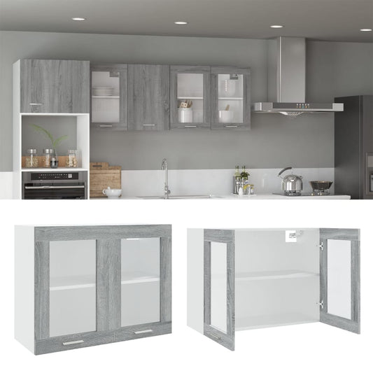 Væghængt Glasskab 80X31X60 Cm Konstrueret Træ Grå Sonoma-Eg