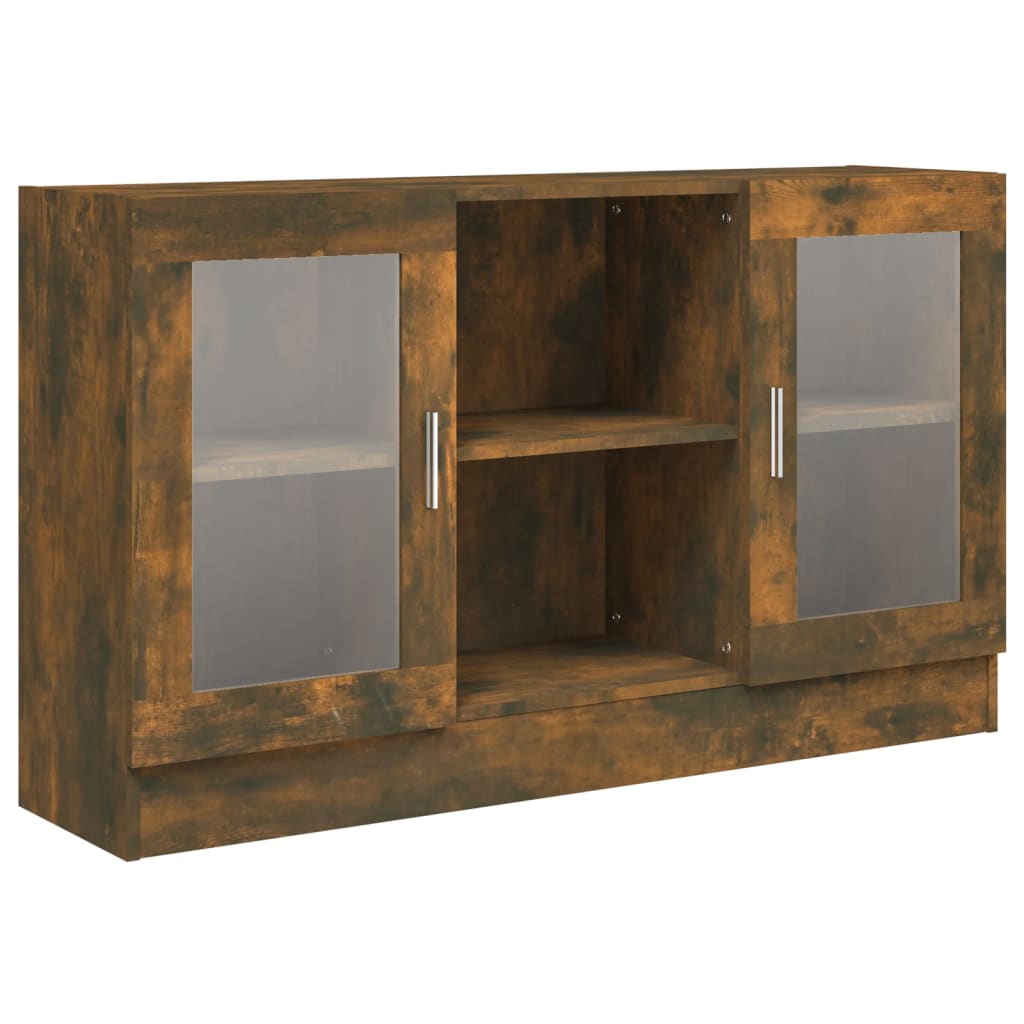 Vitrineskab 120x30,5x70 Cm Konstrueret Træ Røget Egetræ - Billede 2