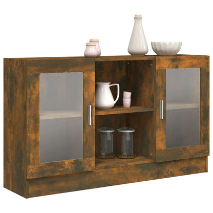 Vitrineskab 120x30,5x70 Cm Konstrueret Træ Røget Egetræ - Billede 8