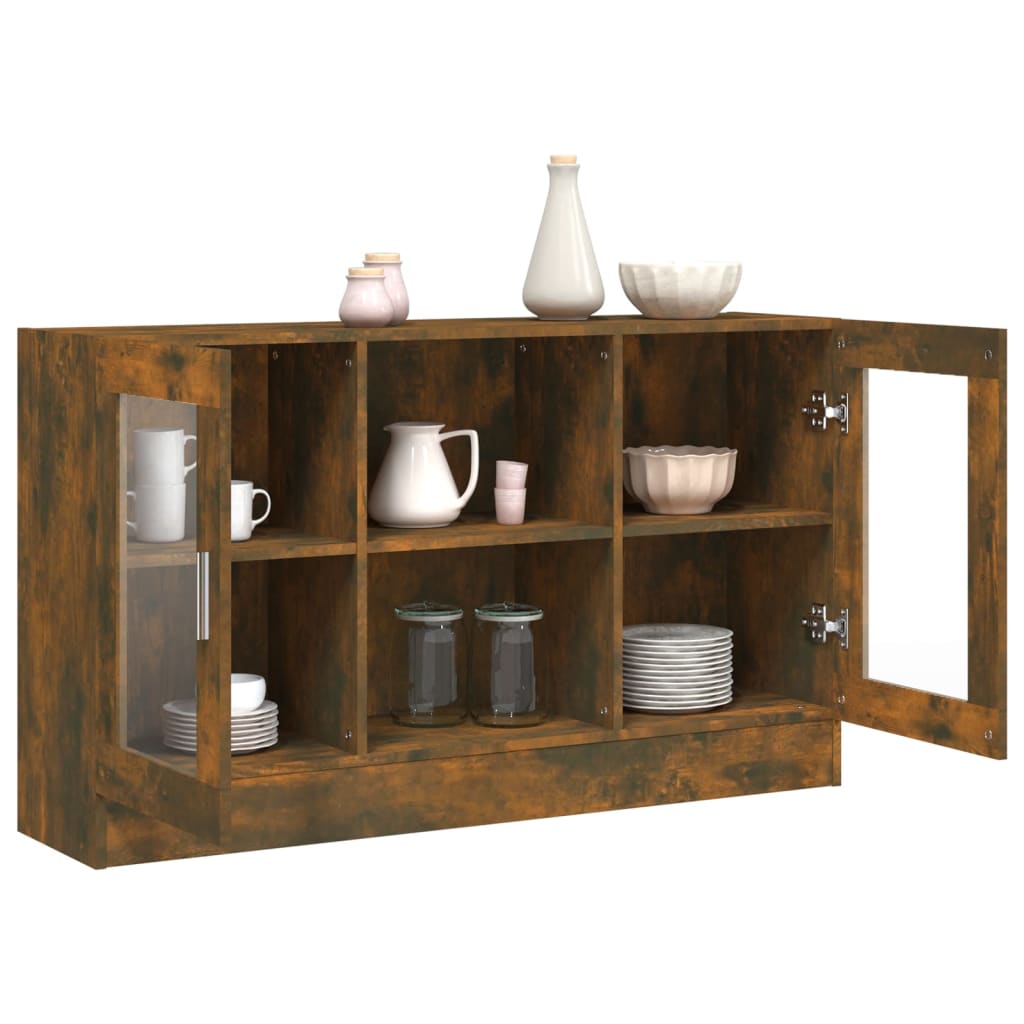 Vitrineskab 120x30,5x70 Cm Konstrueret Træ Røget Egetræ - Billede 9