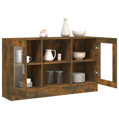 Vitrineskab 120x30,5x70 Cm Konstrueret Træ Røget Egetræ - Billede 9