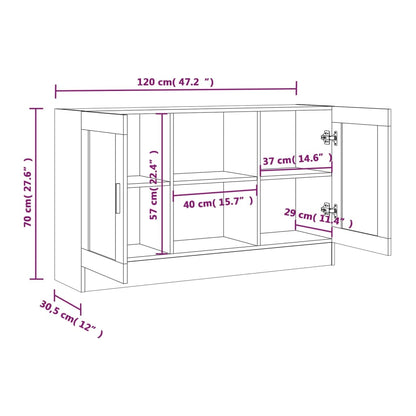 Vitrineskab 120x30,5x70 Cm Konstrueret Træ Røget Egetræ - Billede 6