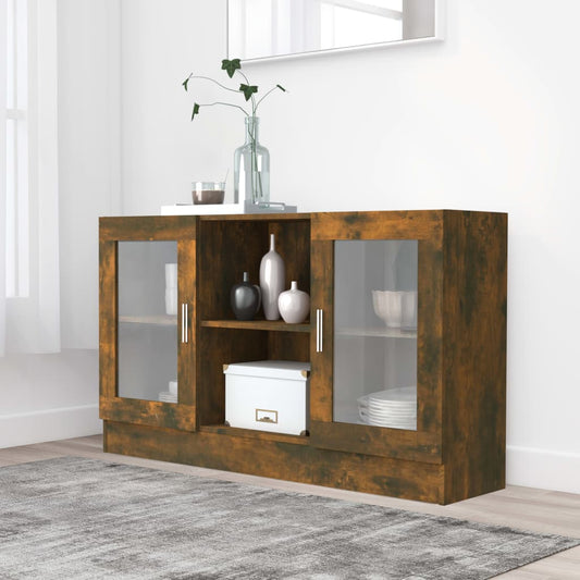 Vitrineskab 120x30,5x70 Cm Konstrueret Træ Røget Egetræ - Hovedbillede