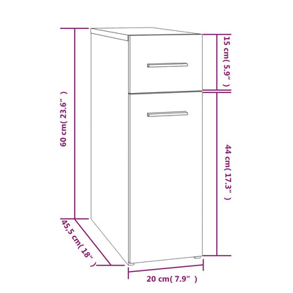 Udtræksskab 20x45,5x60 Cm Konstrueret Træ - Billede 7