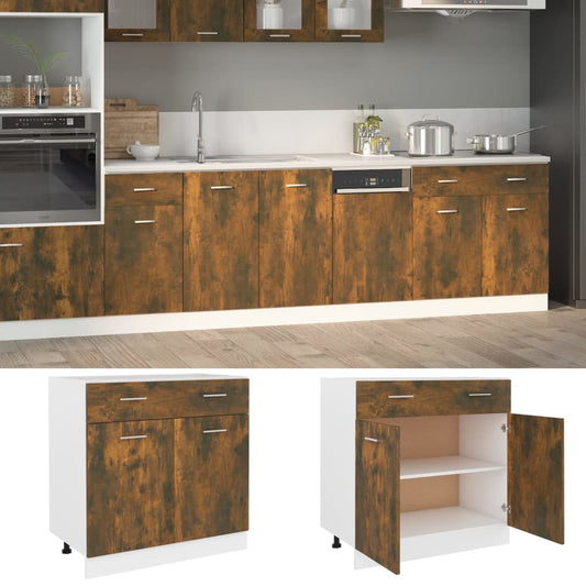 Skuffeunderskab Lyon 80X46X81,5 Cm Konstrueret Træ Etræ Røget Eg