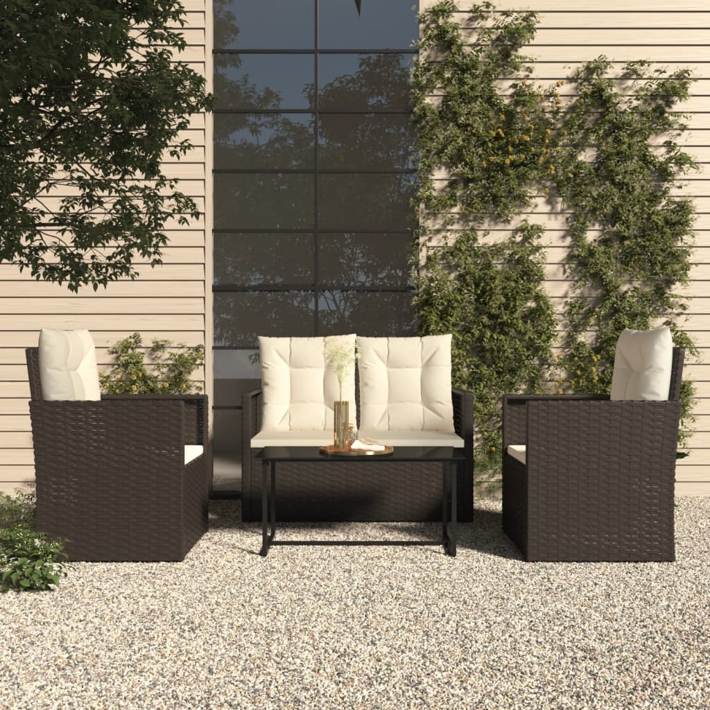 Udendørs Loungesæt 4 Dele Med Hynder Polyrattan - Variant 319196