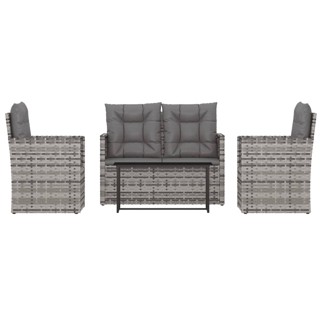 Udendørs Loungesæt 4 Dele Med Hynder Polyrattan - Billede 2