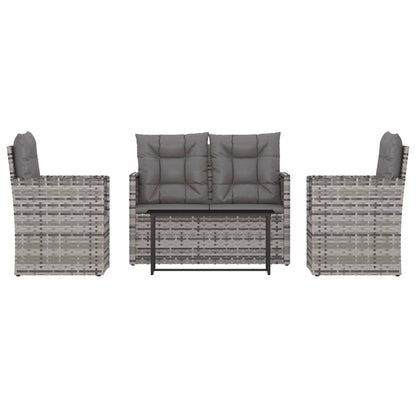 Udendørs Loungesæt 4 Dele Med Hynder Polyrattan - Billede 2