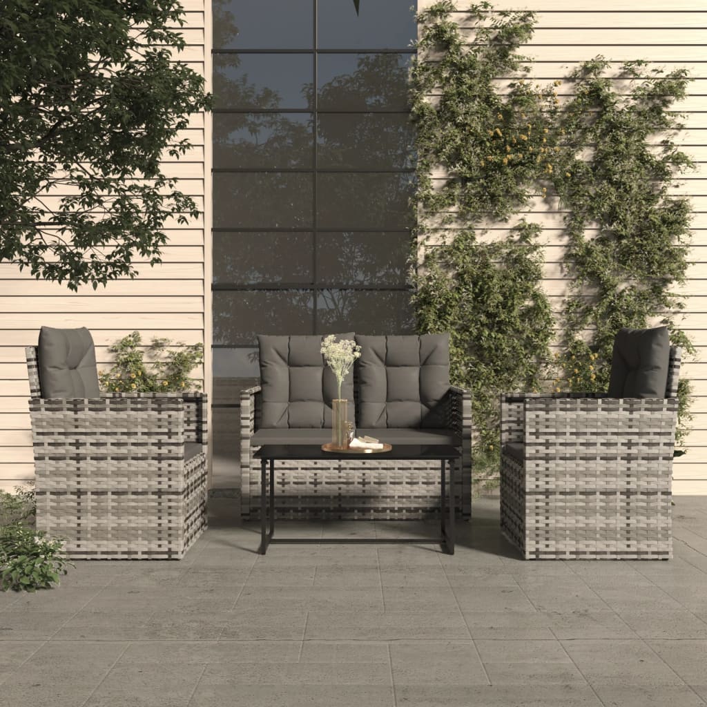 Udendørs Loungesæt 4 Dele Med Hynder Polyrattan - Hovedbillede