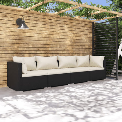 Haveloungesæt 4 Dele Med Hynder Polyrattan - Variant 3101423