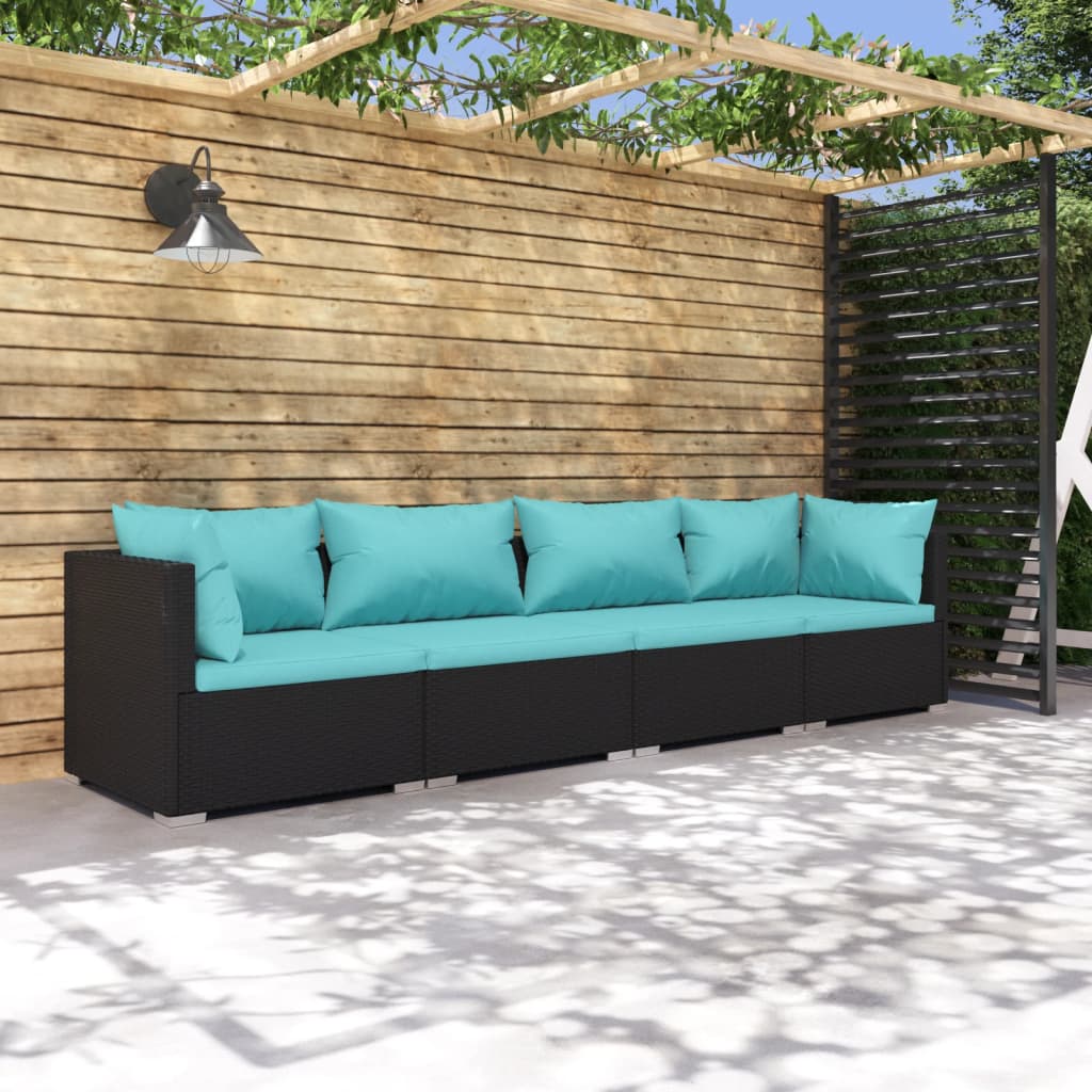 Haveloungesæt 4 Dele Med Hynder Polyrattan - Variant 3101425