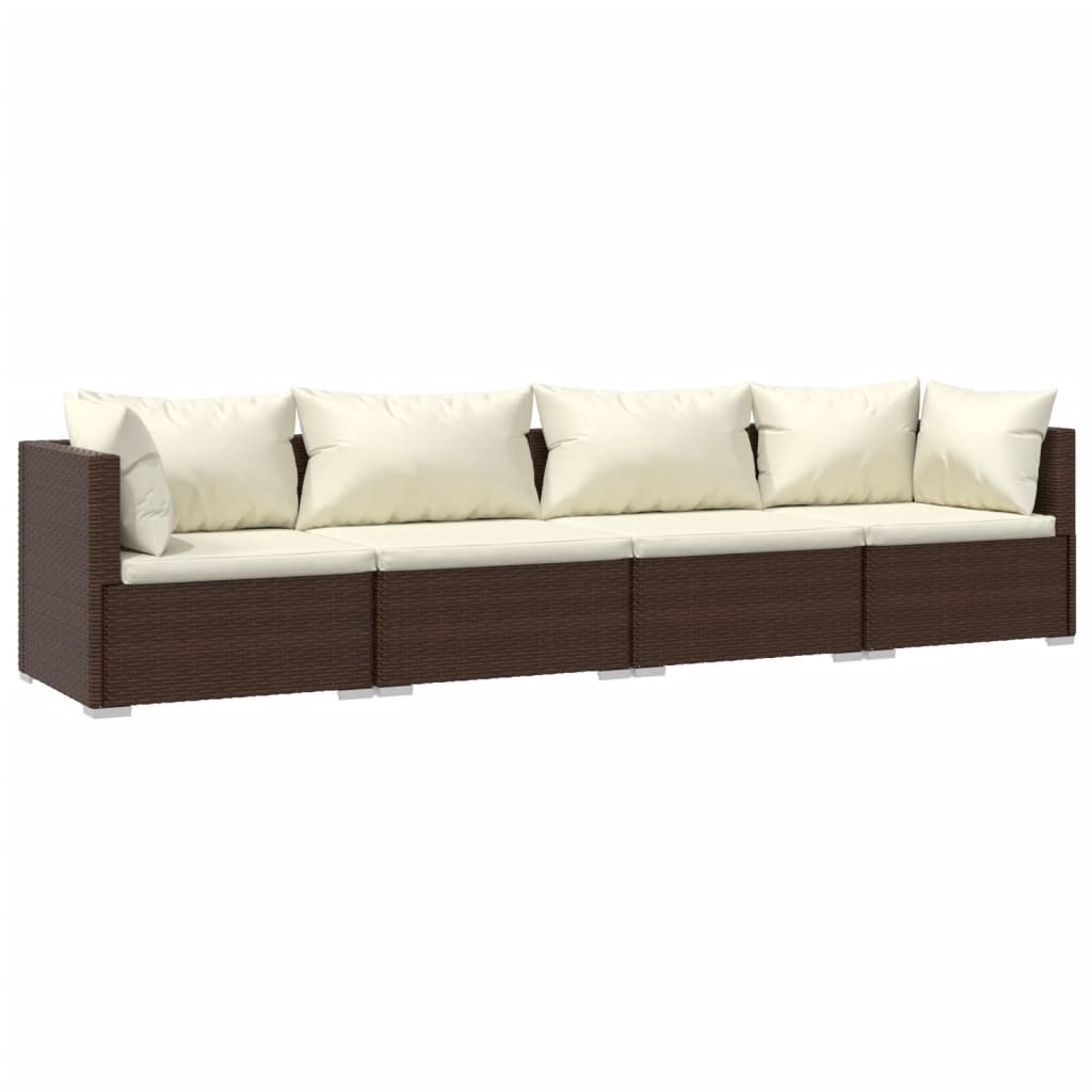 Haveloungesæt 4 Dele Med Hynder Polyrattan - Billede 2