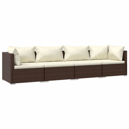 Haveloungesæt 4 Dele Med Hynder Polyrattan - Billede 2