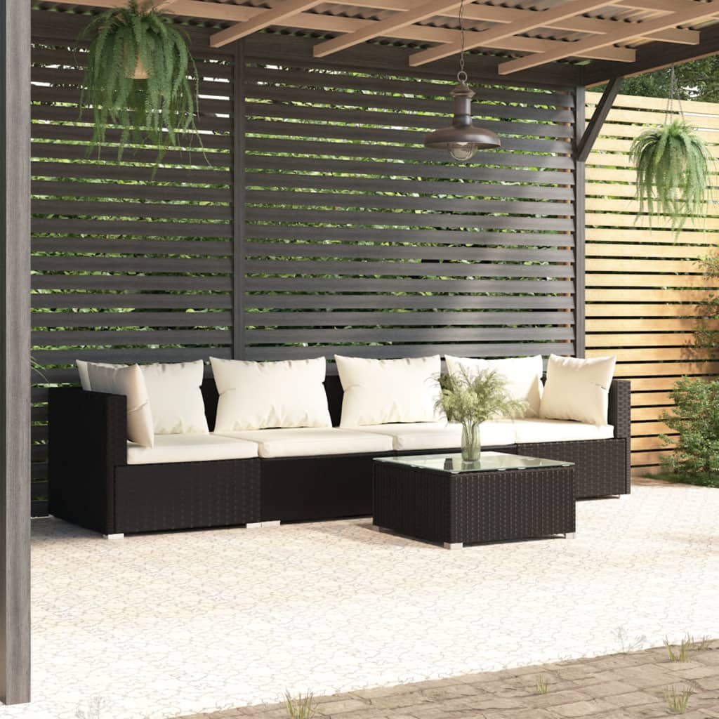 Loungesæt Til Haven 5 Dele Med Hynder Polyrattan - Variant 3101431