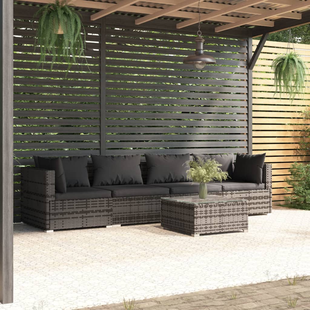 Loungesæt Til Haven 5 Dele Med Hynder Polyrattan - Variant 3101437