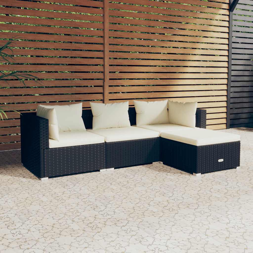 Haveloungesæt 4 Dele Med Hynder Polyrattan - Variant 3101639