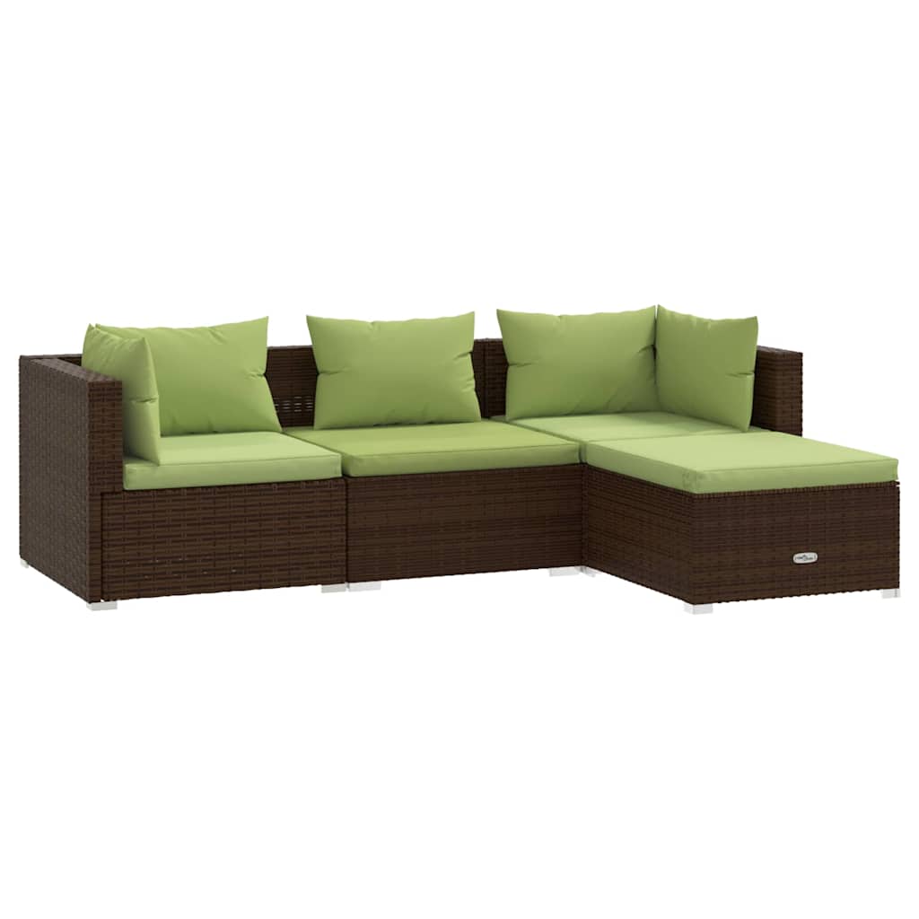Haveloungesæt 4 Dele Med Hynder Polyrattan - Billede 2