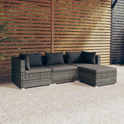 Loungesæt Til Haven 4 Dele Med Hynder Polyrattan - Variant 3101645