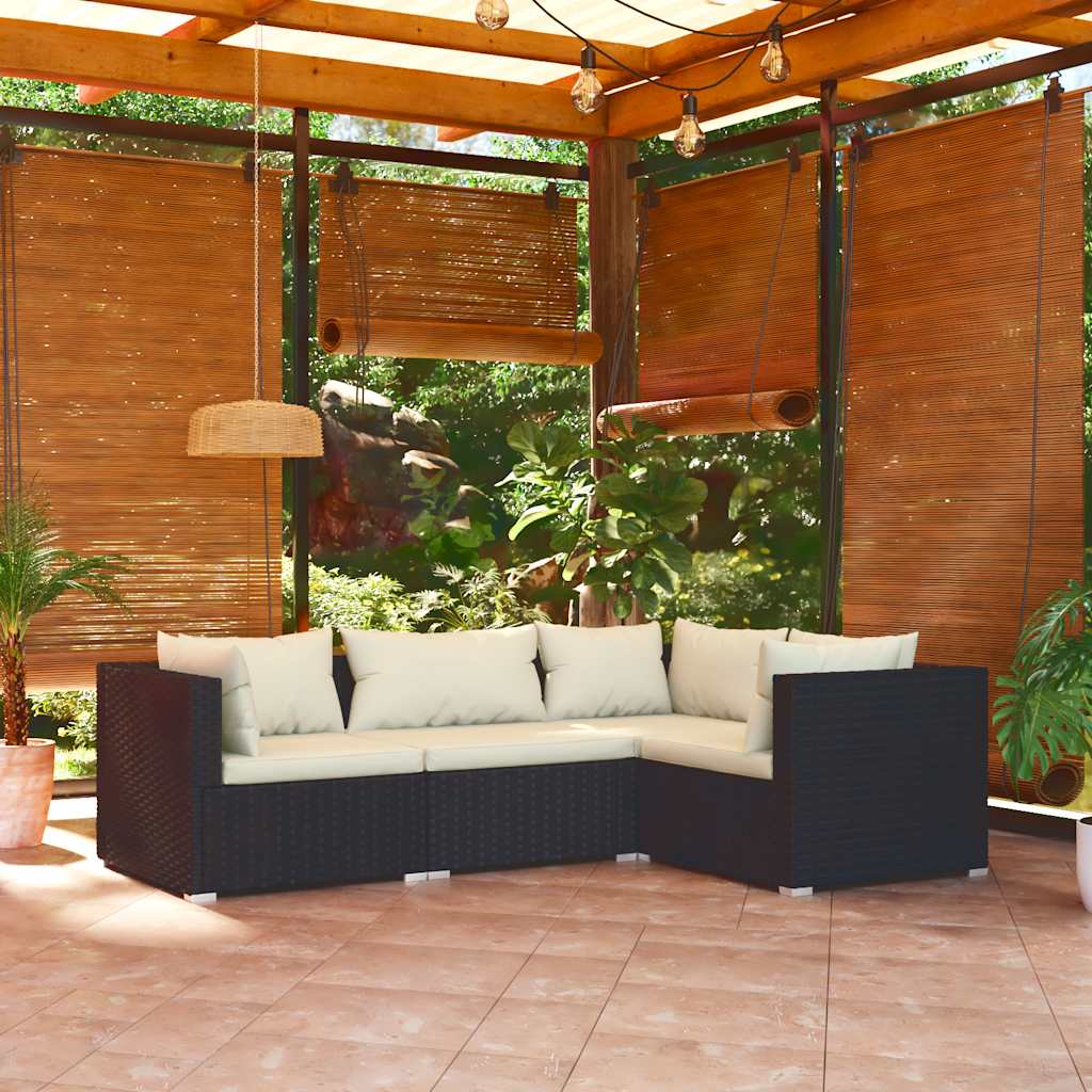 Loungesæt Til Haven 4 Dele Med Hynder Polyrattan - Variant 3101671