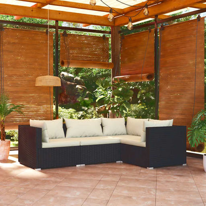 Loungesæt Til Haven 4 Dele Med Hynder Polyrattan - Variant 3101671