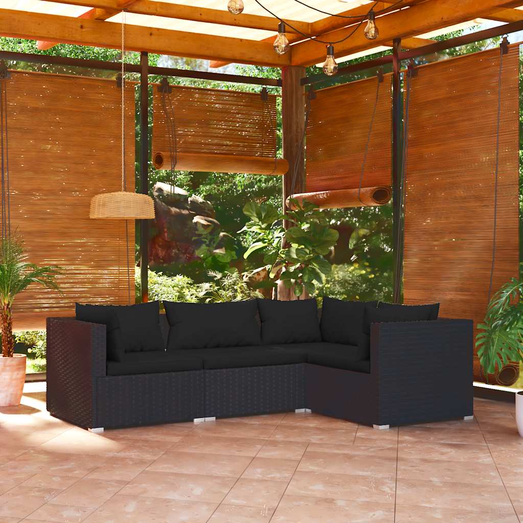 Loungesæt Til Haven 4 Dele Med Hynder Polyrattan - Variant 3101672