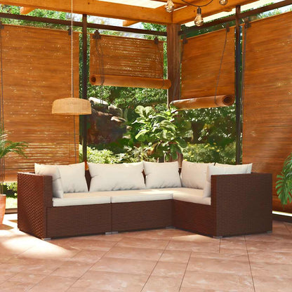 Loungesæt Til Haven 4 Dele Med Hynder Polyrattan - Variant 3101674