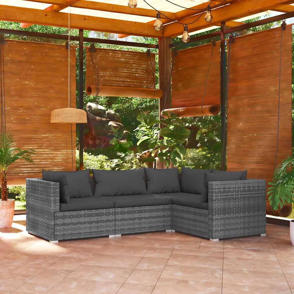 Loungesæt Til Haven 4 Dele Med Hynder Polyrattan - Variant 3101677