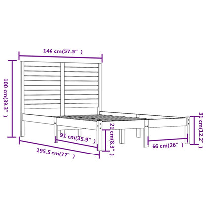 Sengeramme 140x190 Cm Massivt Træ - Billede 6