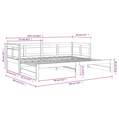 Daybed Med Udtræk 2X(90X200) Cm Massivt Fyrretræ