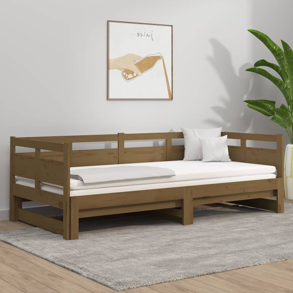Daybed Med Udtræk 2X(90X200) Cm Massivt Fyrretræ