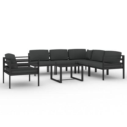 Loungesæt Til Haven 9 Dele Med Hynder Aluminium Antracitgrå