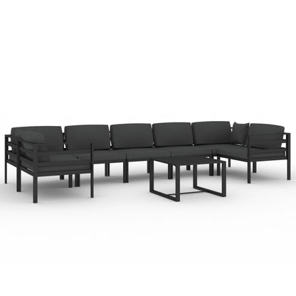 Loungesæt Til Haven 9 Dele Med Hynder Aluminium Antracitgrå