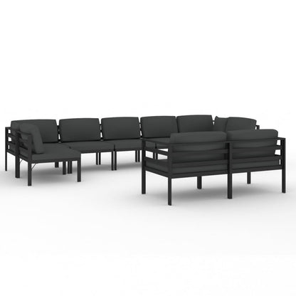 Loungesæt Til Haven 9 Dele Med Hynder Aluminium Antracitgrå