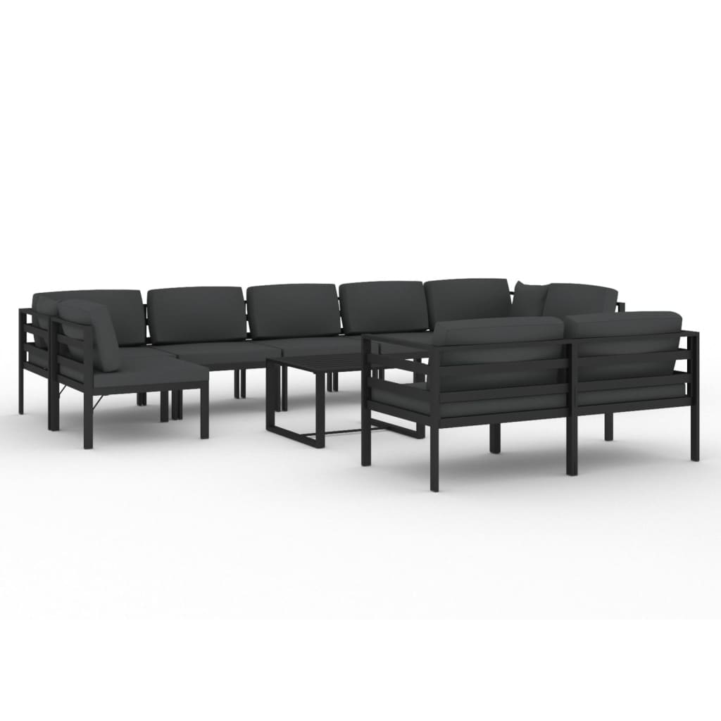 Loungesæt Til Haven 9 Dele Med Hynder Aluminium Antracitgrå