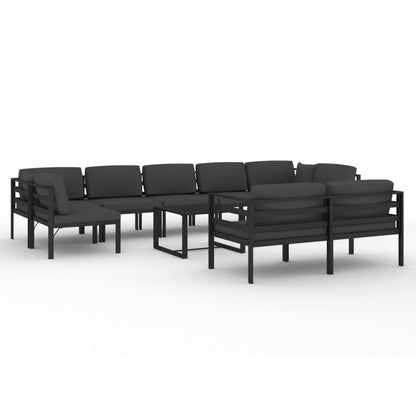 Loungesæt Til Haven 9 Dele Med Hynder Aluminium Antracitgrå