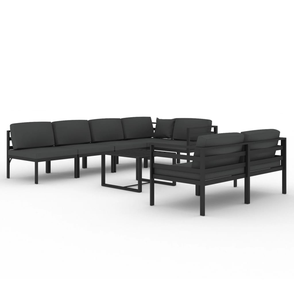 Loungesæt Til Haven 9 Dele Med Hynder Aluminium Antracitgrå