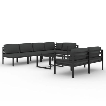 Loungesæt Til Haven 9 Dele Med Hynder Aluminium Antracitgrå