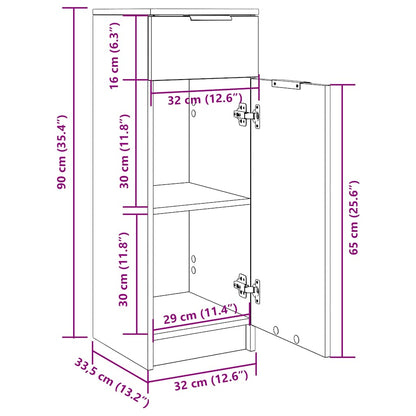 Badeværelsesskab 32x34x90 Cm Konstrueret Træ - Billede 10