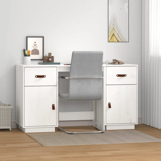 Skrivebord Med Skabe 135X50X75 Cm Massivt Fyrretræ
