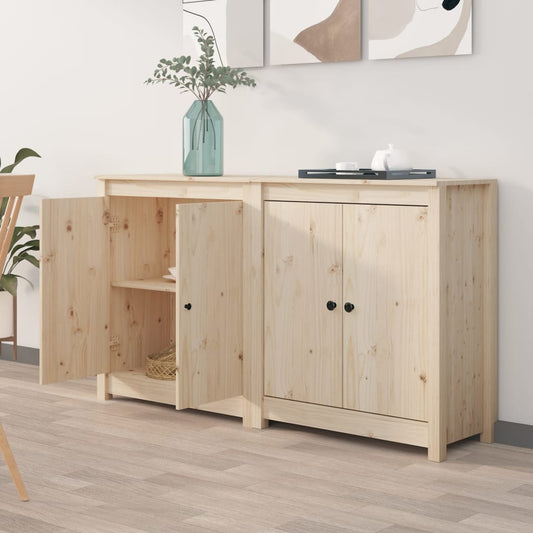 Skænke 2 Stk. 70X35X80 Cm Massivt Fyrretræ Grå