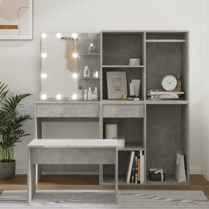 Makeupbordssæt Med LED-lys Konstrueret Træ - Billede 3