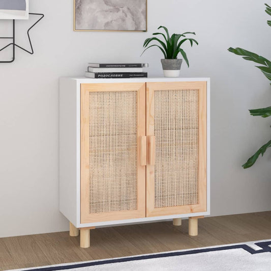 Skænk 60X30X70 Cm Massivt Fyrretræ Og Naturlig Rattan