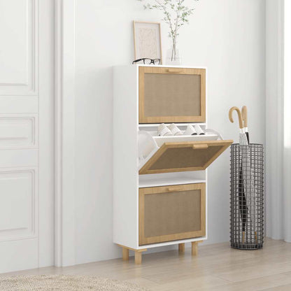 Skoskab 52x25x115 Cm Konstrueret Træ Og Rattan - Variant 345648