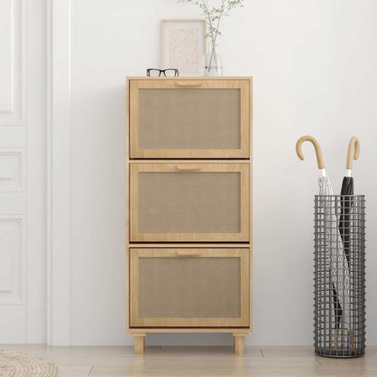 Skoskab 52x25x115 Cm Konstrueret Træ Og Rattan - Billede 3