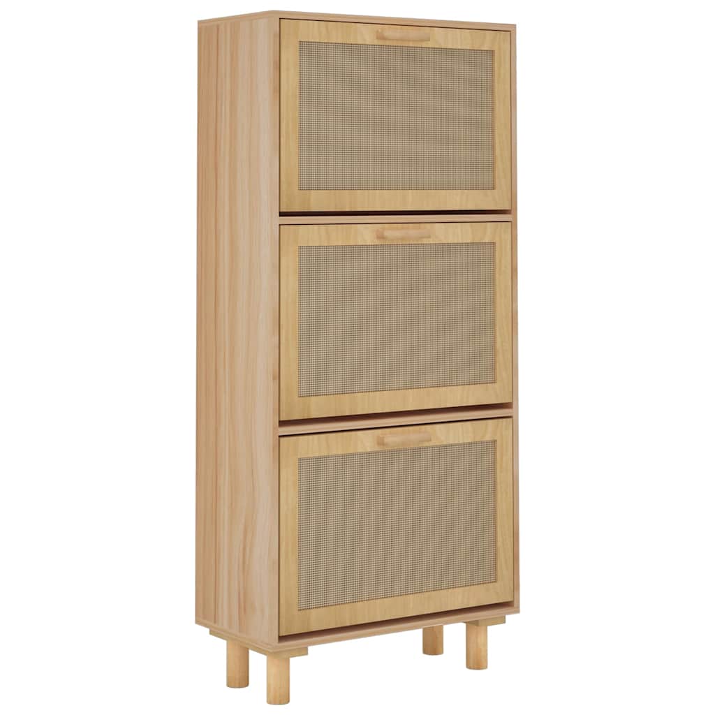 Skoskab 52x25x115 Cm Konstrueret Træ Og Rattan - Billede 4