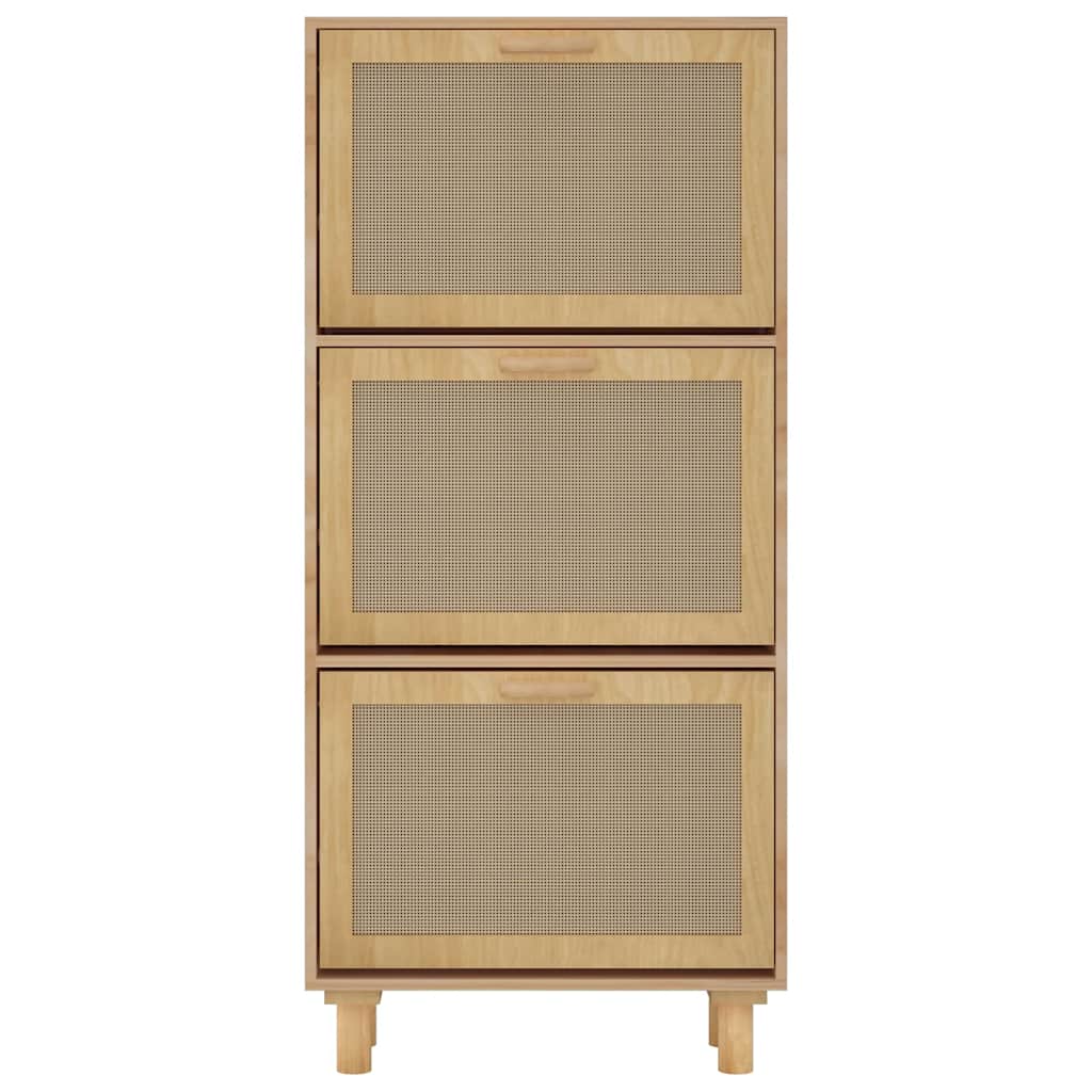 Skoskab 52x25x115 Cm Konstrueret Træ Og Rattan - Billede 5