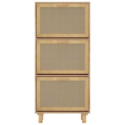 Skoskab 52x25x115 Cm Konstrueret Træ Og Rattan - Billede 5