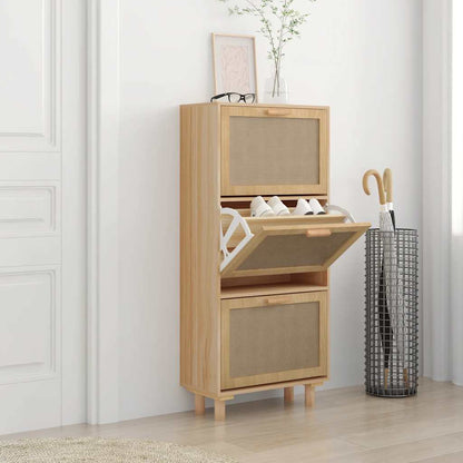 Skoskab 52x25x115 Cm Konstrueret Træ Og Rattan - Hovedbillede